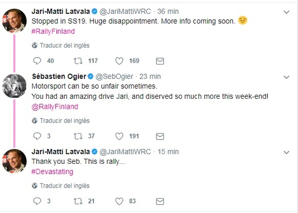 Ogier responde a Latvala tras su abandono en Finlandia 2017
