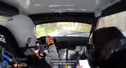 Cámara interior de Sergio Sanchez y Luis Prego con el Peugeot 205